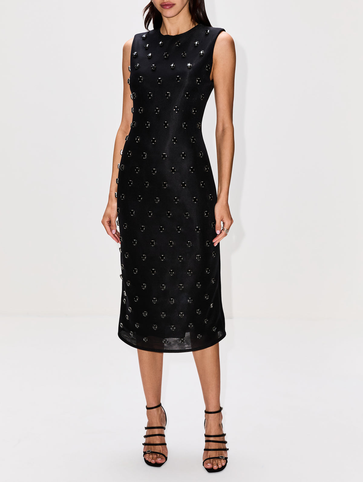 Embroidered Sheath Dress,BRANDON MAXWELL,BLACK,Image 2