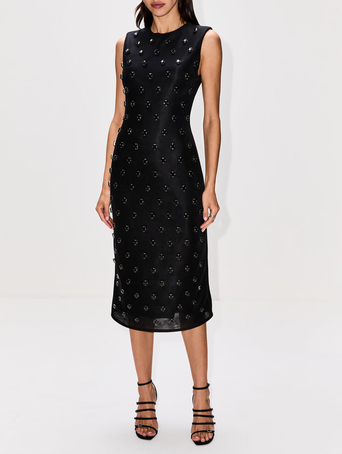 Embroidered Sheath Dress,BRANDON MAXWELL,BLACK,Image 1