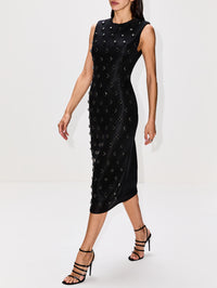 Embroidered Sheath Dress,BRANDON MAXWELL,BLACK,Image 3