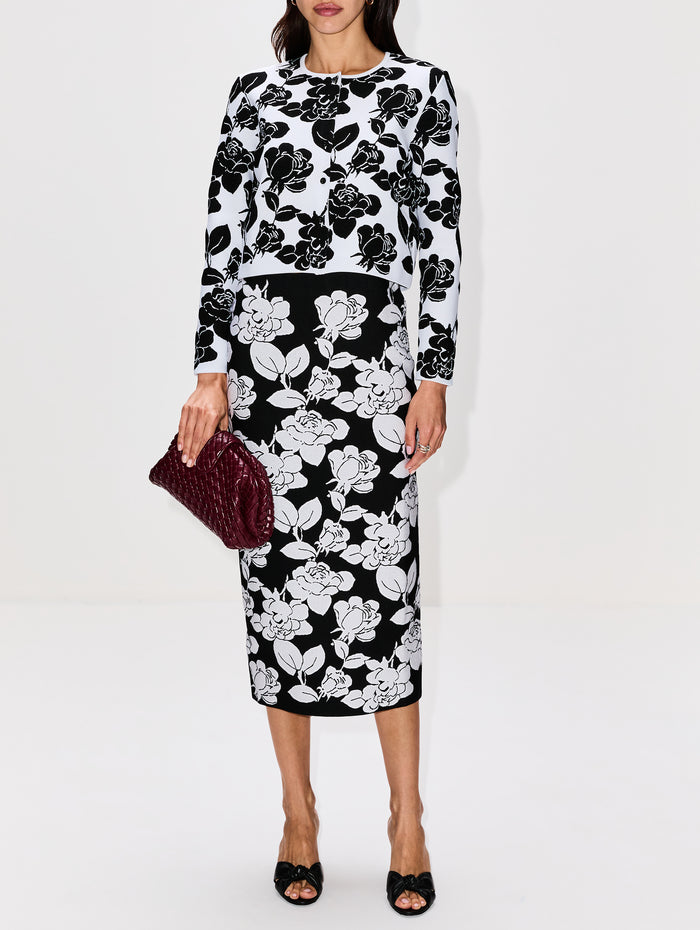 Pencil Skirt,CAROLINA HERRERA,BLACK/WHITE,Image 1