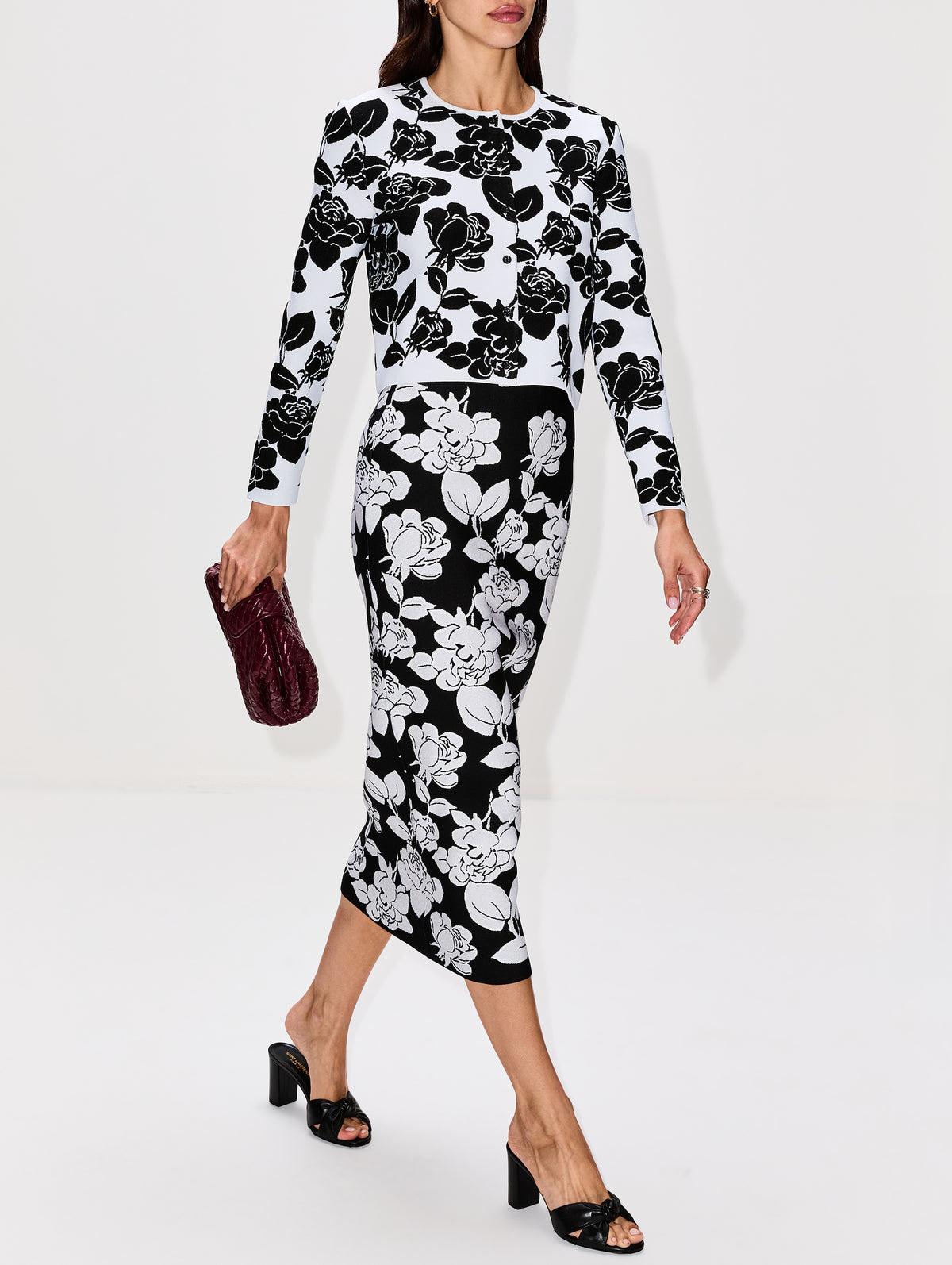 Pencil Skirt,CAROLINA HERRERA,BLACK/WHITE,Image 3