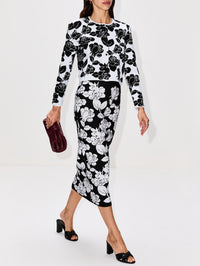 Pencil Skirt,CAROLINA HERRERA,BLACK/WHITE,Image 3