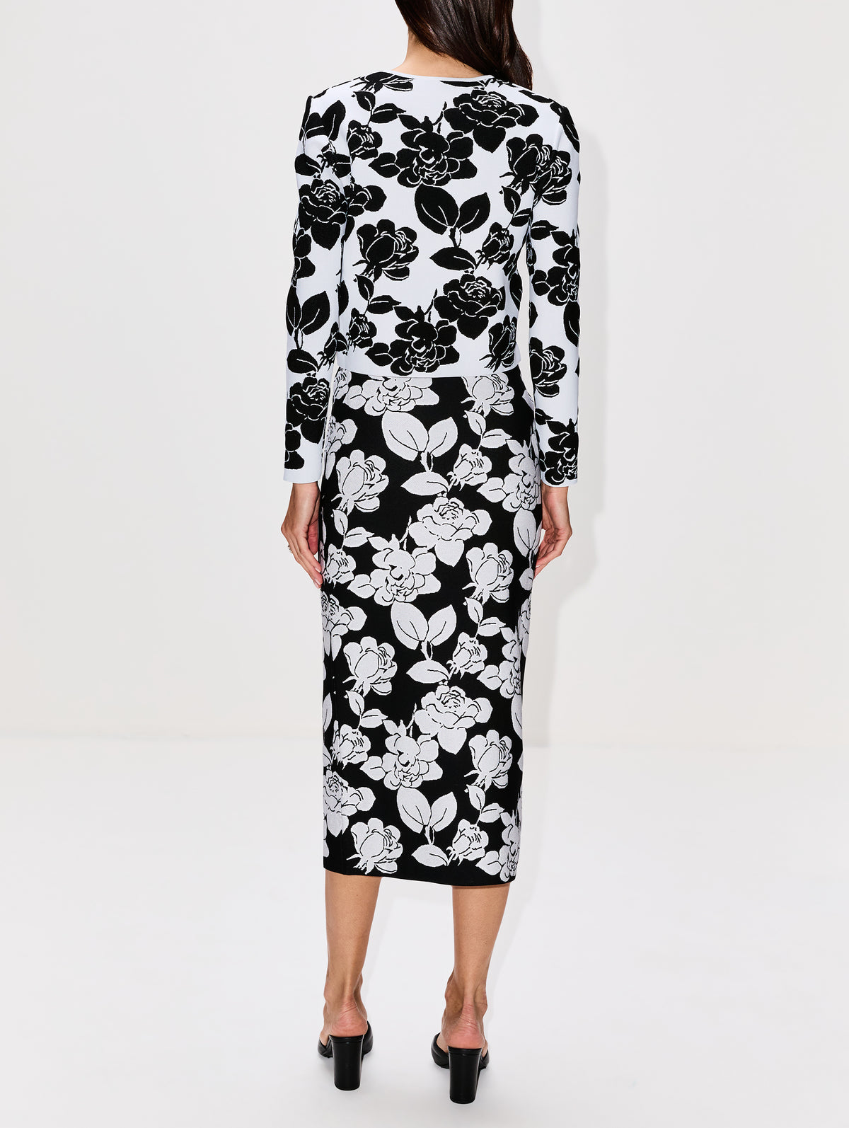 Pencil Skirt,CAROLINA HERRERA,BLACK/WHITE,Image 4