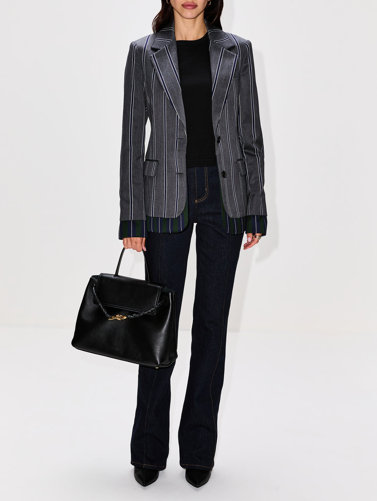Double Layer Jacket,MONSE,GREY STRIPES,Image 2
