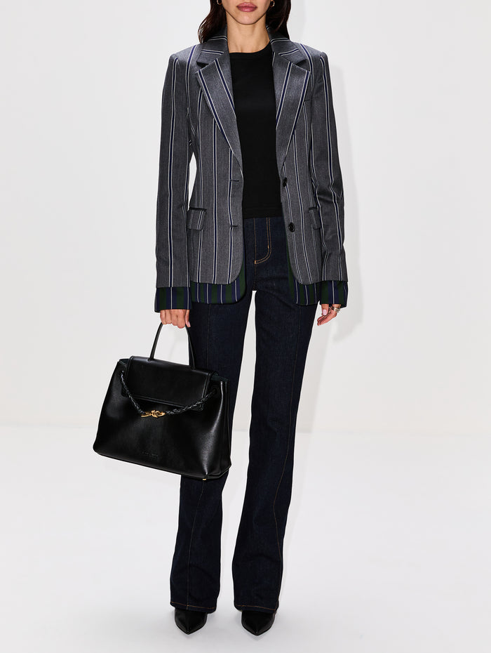 Double Layer Jacket,MONSE,GREY STRIPES,Image 1