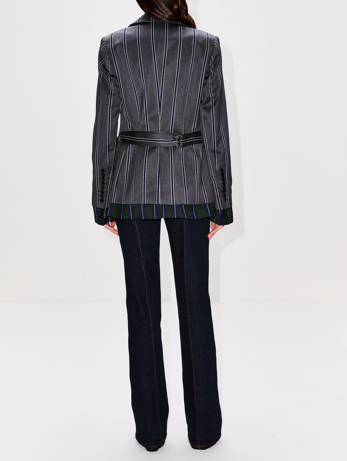 Double Layer Jacket,MONSE,GREY STRIPES,Image 3
