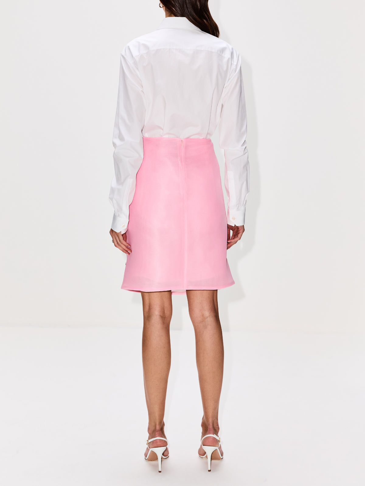 Leanne Embroidered Pencil Skirt,BRANDON MAXWELL,LIGHT PINK,Image 4