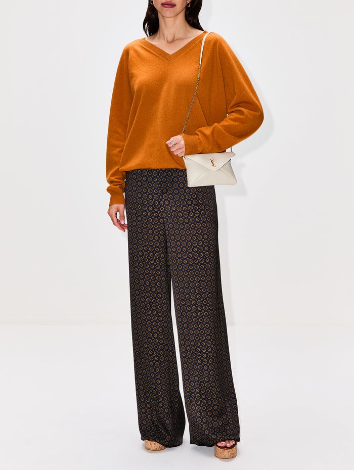 Cashmere V Neck Sweater,SAINT LAURENT,ORANGE,Image 1