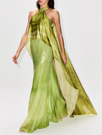 Adelia Dress,SILVIA TCHERASSI,GREEN MOIRE,Image 3