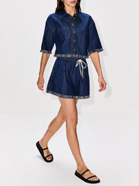 Rhiannon Fringe Denim Short,ZIMMERMANN,ATLANTIC,Image 3