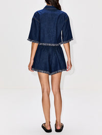 Rhiannon Fringe Denim Short,ZIMMERMANN,ATLANTIC,Image 4