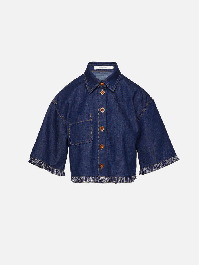 Rhiannon Fringe Denim Shirt,ZIMMERMANN,ATLANTIC,Image 1