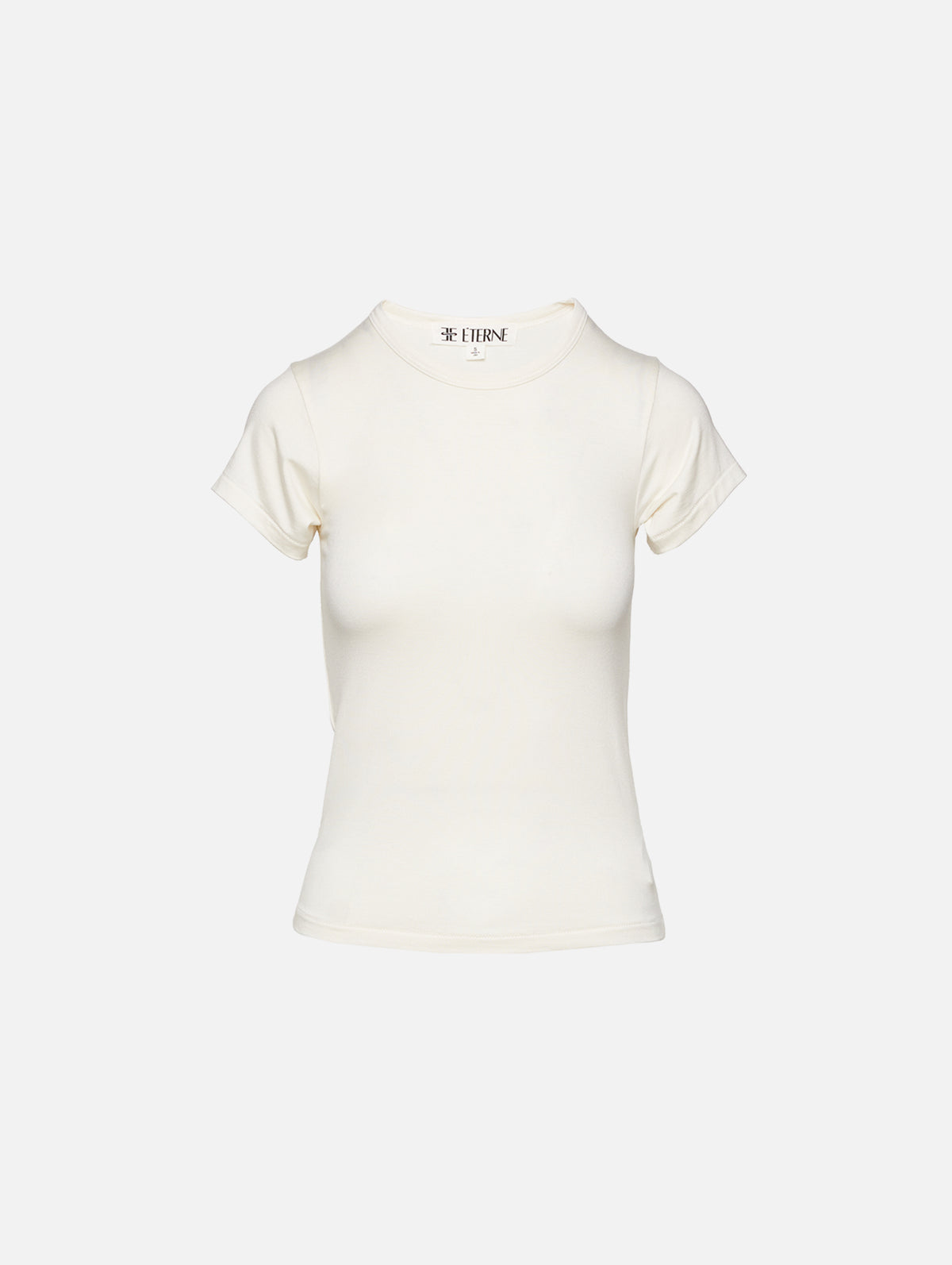 Fitted Crewneck Short Sleeve Tee,ÉTERNE,IVORY,Image 1