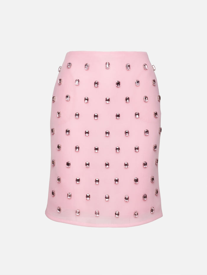 Leanne Embroidered Pencil Skirt,BRANDON MAXWELL,LIGHT PINK,Image 1