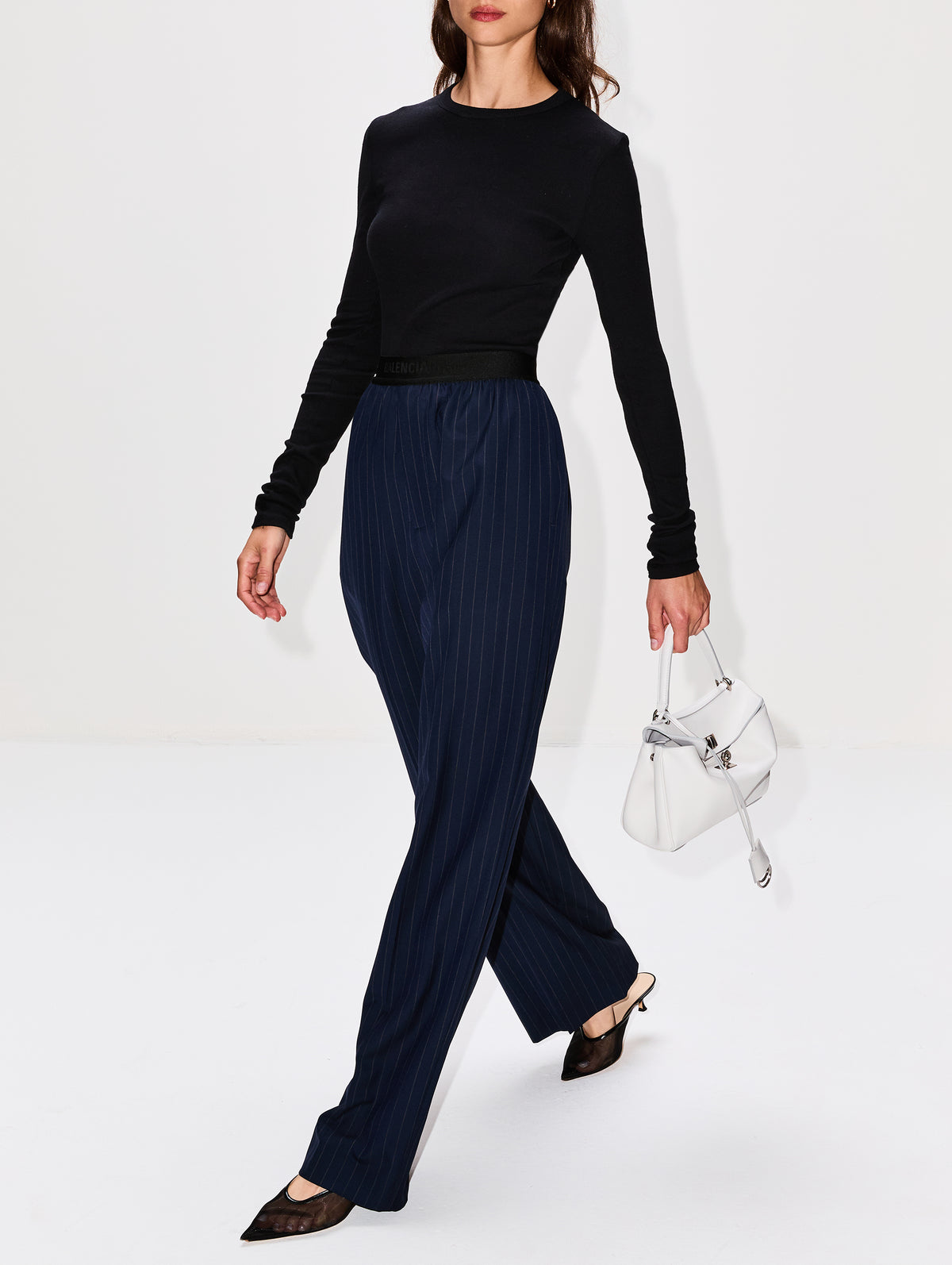 Elastic Pant,BALENCIAGA,DARK NAVY,Image 3