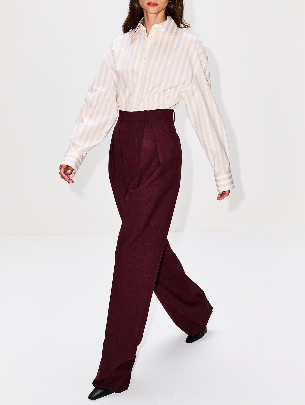 Wide Leg Pant,SAINT LAURENT,WINE,Image 3