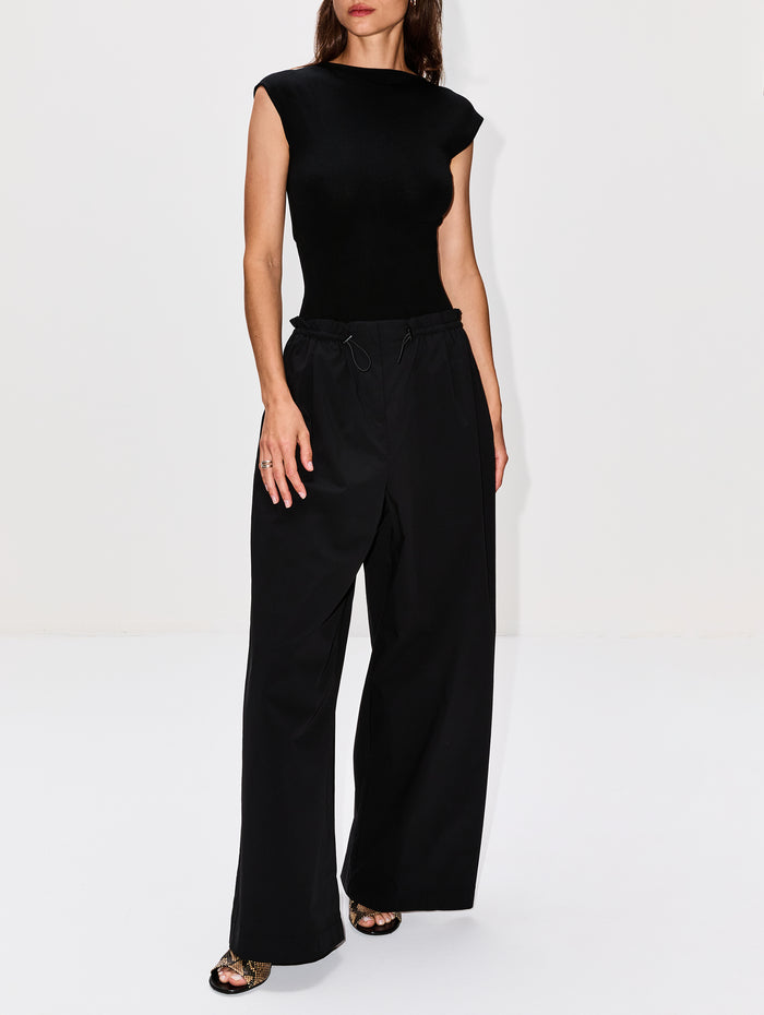 Sculpted Ballet Knit Top,ST AGNI,BLACK,Image 1