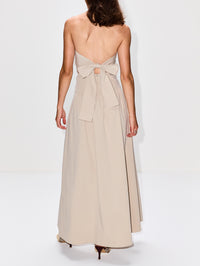 Gathered Strapless Tie Back Dress,ST AGNI,CRÈME,Image 4
