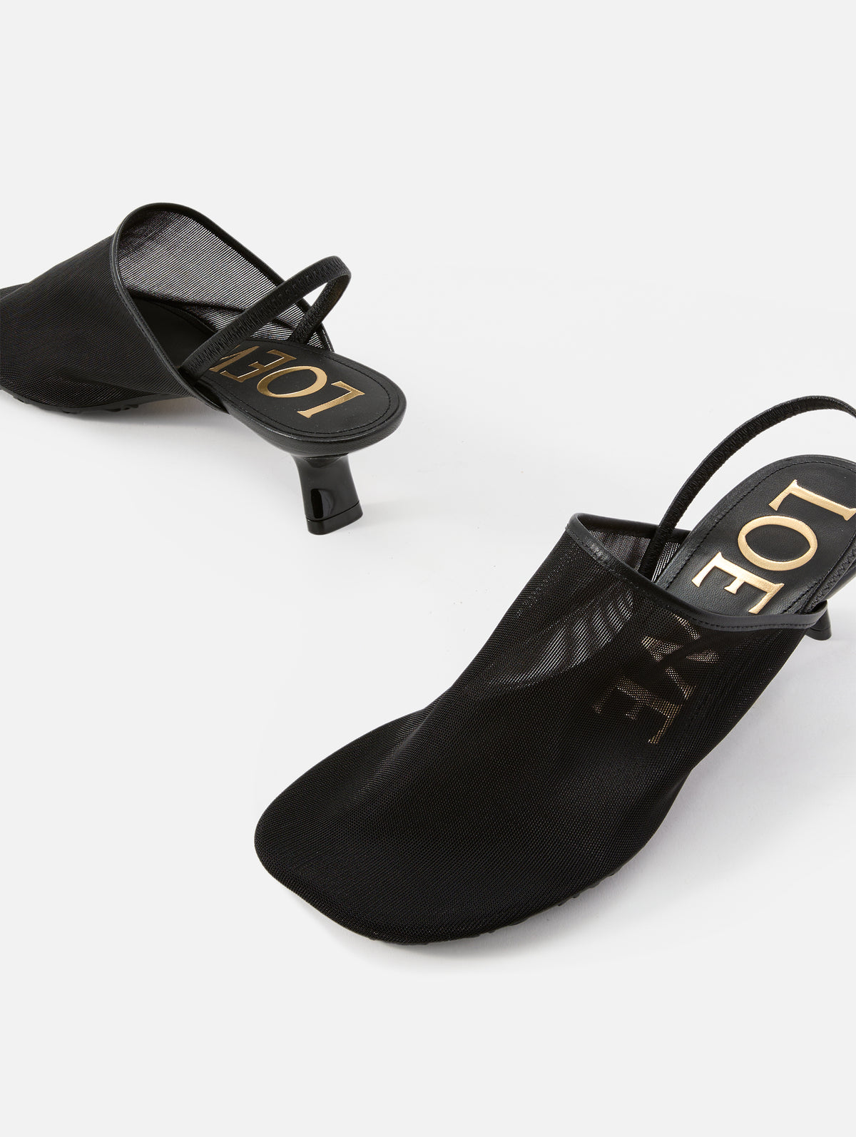 Petal Mesh Slingback Mule 45mm,LOEWE,BLACK,Image 2