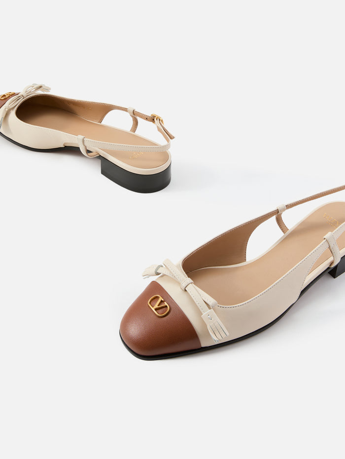 VG Slingback Ballerina Flat,VALENTINO GARAVANI,BUTTER/WHITE,Image 1