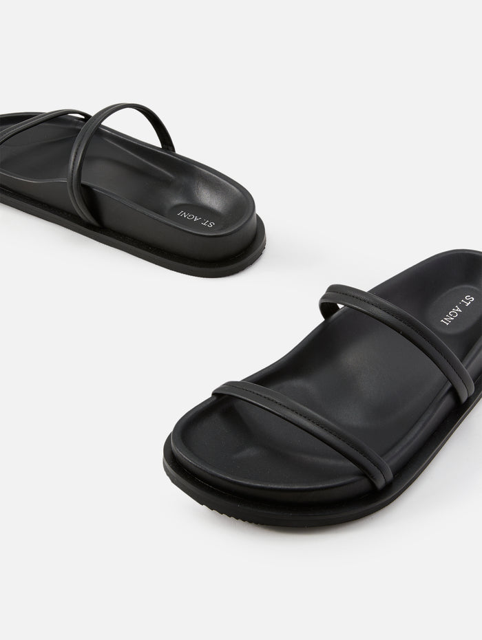Fine Double Strap Slide,ST AGNI,BLACK,Image 1