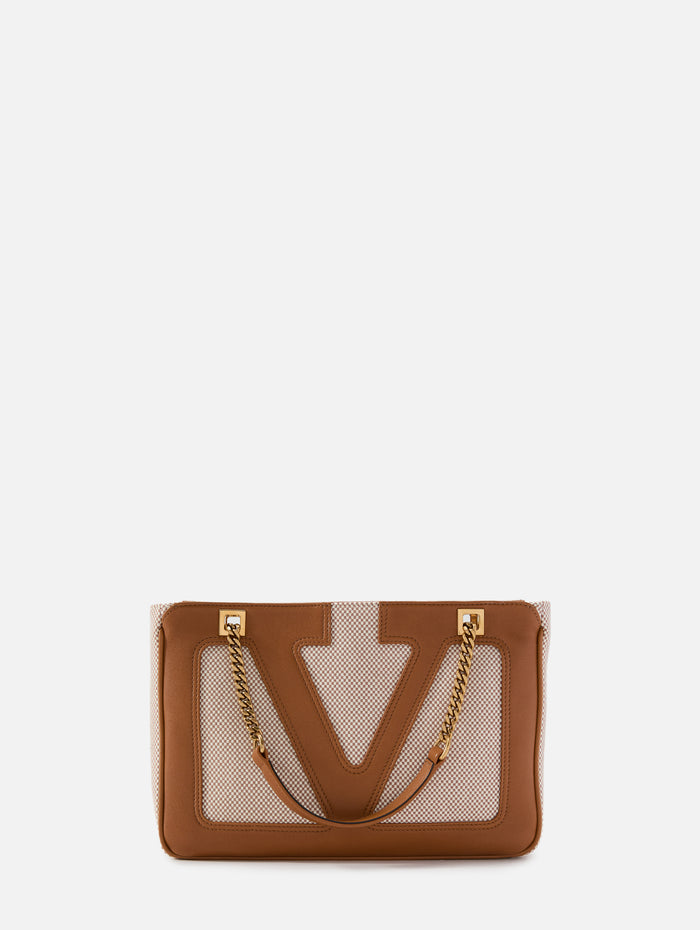 Small Viva Superstar Tote,VALENTINO GARAVANI,NATURAL TOBACCO,Image 1