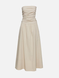 Gathered Strapless Tie Back Dress,ST AGNI,CRÈME,Image 1