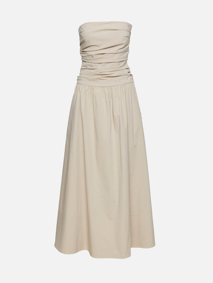 Gathered Strapless Tie Back Dress,ST AGNI,CRÈME,Image 1
