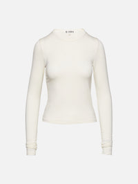 Fitted Crewneck Long Sleeve Tee,ÉTERNE,IVORY,Image 1