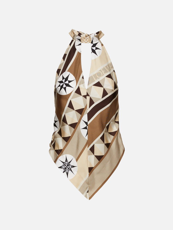 Halter Neck Top,LOEWE,BEIGE MULTI,Image 1