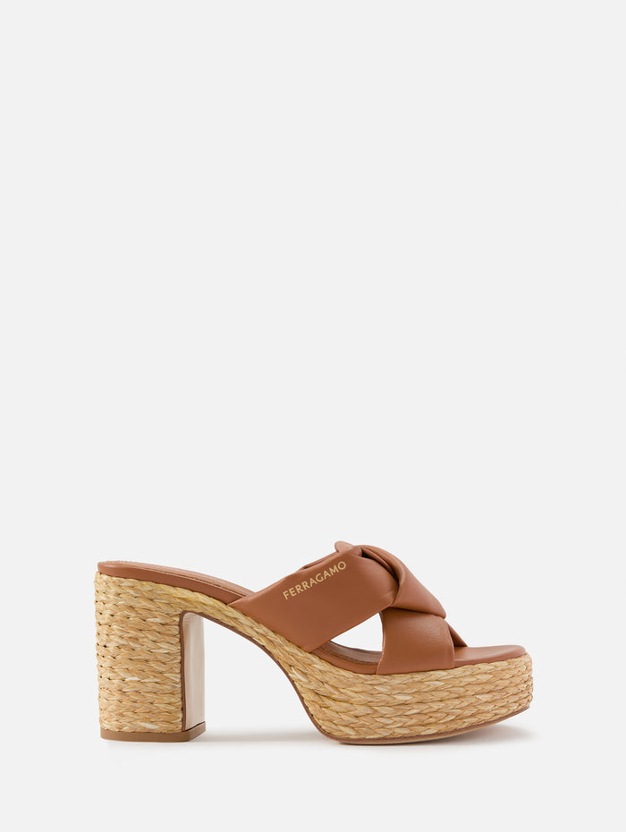 Douglas Cork Platform Sandal 85mm,FERRAGAMO,COGNAC,Image 1
