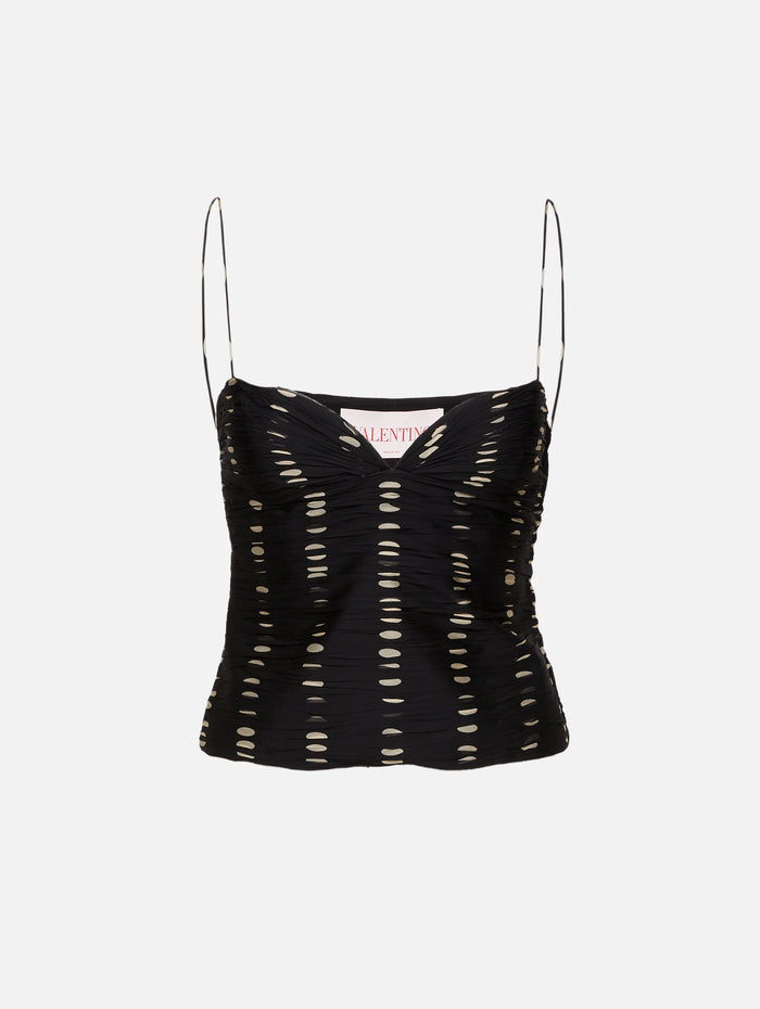 Chiffon Top,VALENTINO GARAVANI,BLACK/IVORY,Image 1