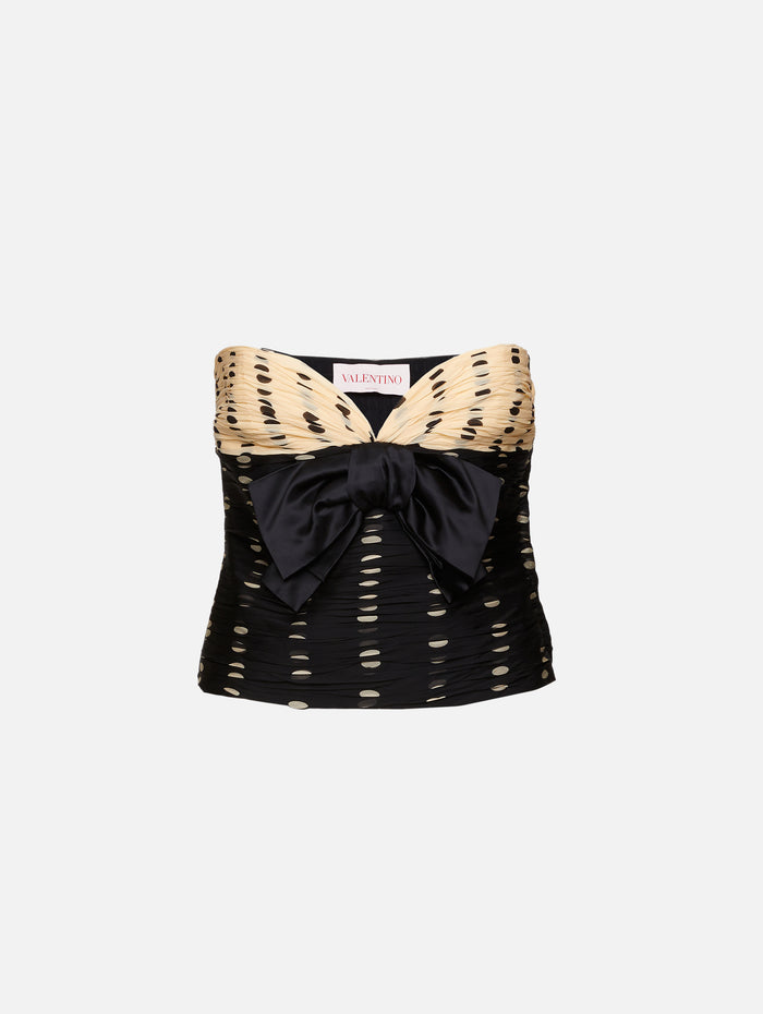 Strapless Top,VALENTINO GARAVANI,BLACK/IVORY,Image 1