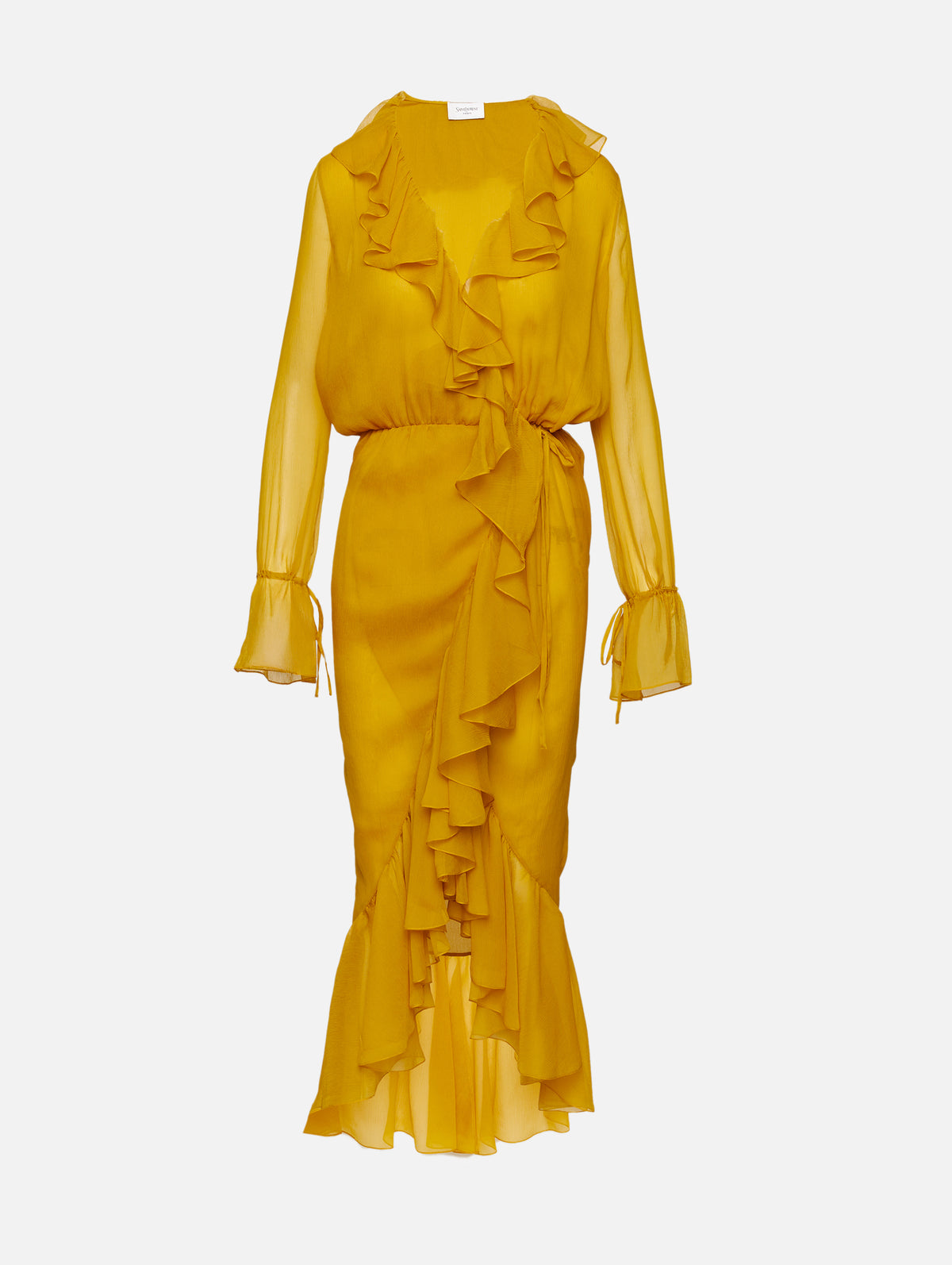 Yellow Dress,SAINT LAURENT,MUSTARD YELLOW,Image 1