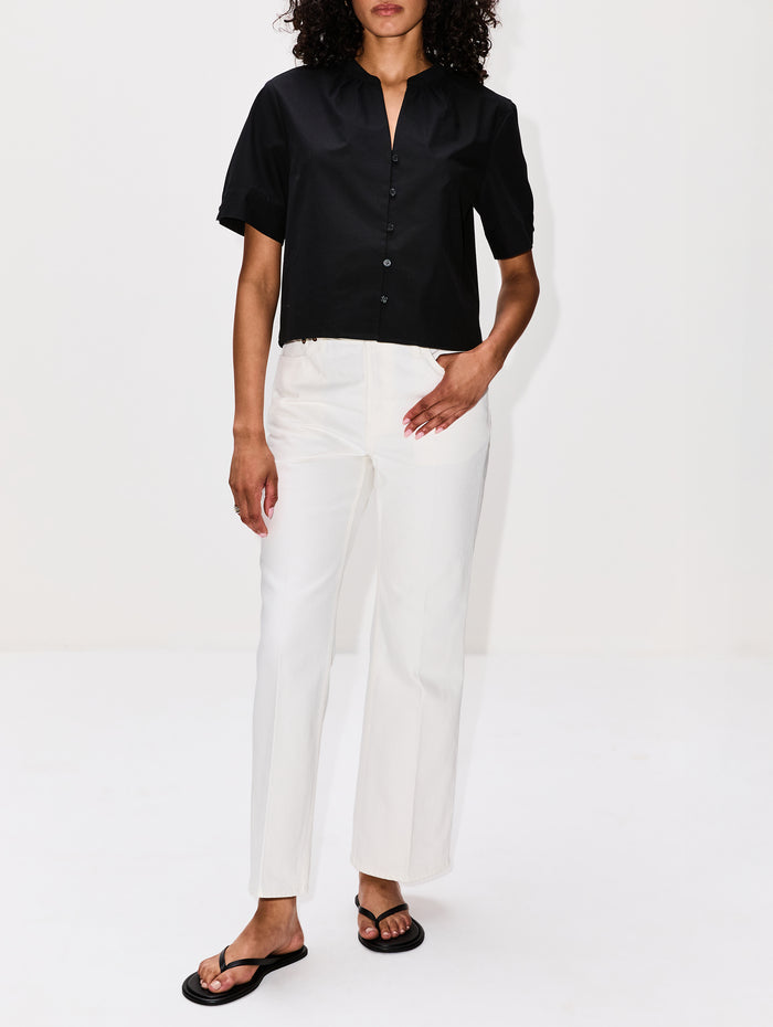 Cara Short Sleeve Top,ELYSEWALKER LABEL,BLACK,Image 1