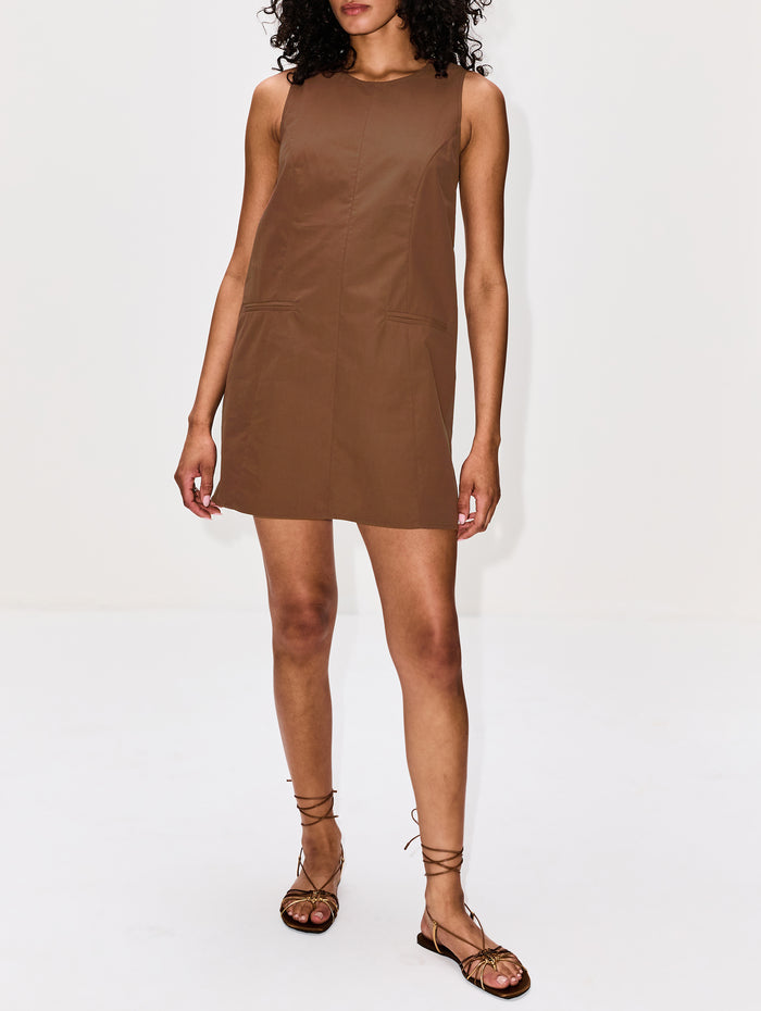 Charlie Shift Dress,ELYSEWALKER LABEL,CHOCOLATE,Image 1