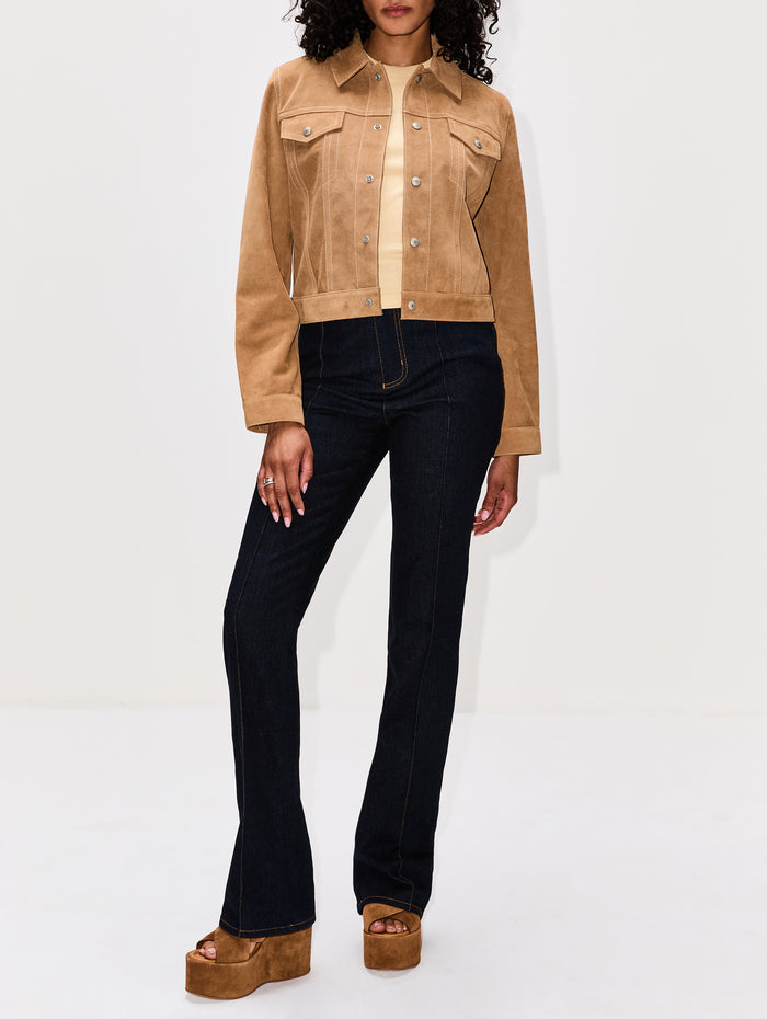 Suede Baby Trucker Jacket,RE/DONE,TOBACCO,Image 1