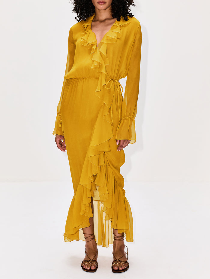 Yellow Dress,SAINT LAURENT,MUSTARD YELLOW,Image 1