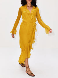 Yellow Dress,SAINT LAURENT,MUSTARD YELLOW,Image 3
