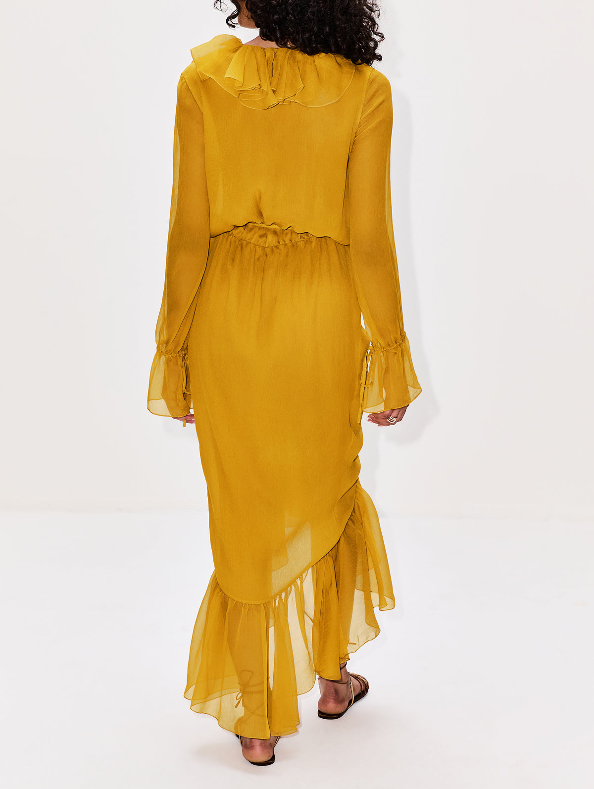 Yellow Dress,SAINT LAURENT,MUSTARD YELLOW,Image 4