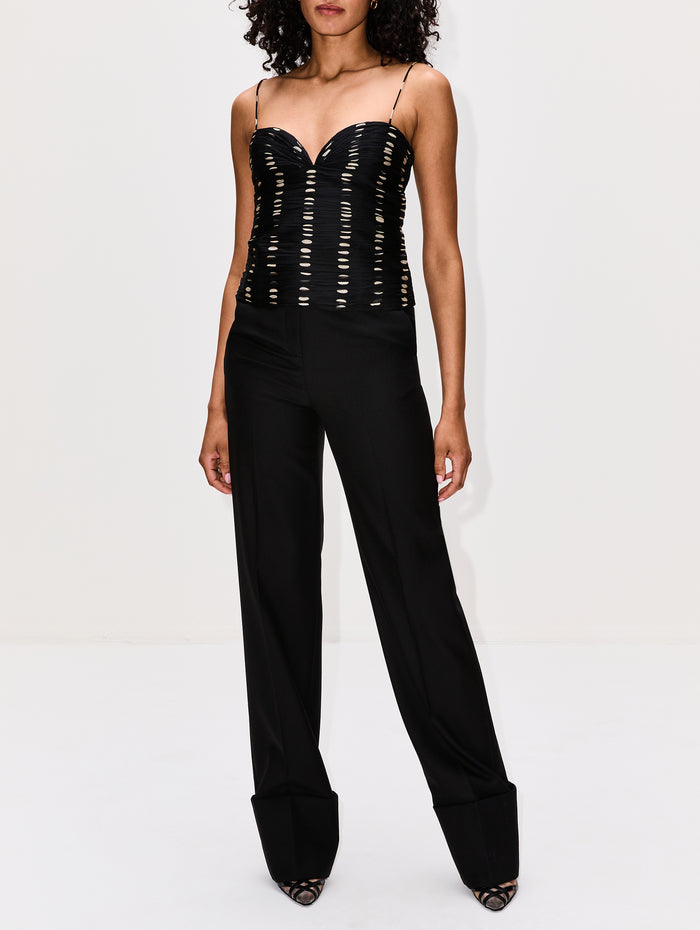 Chiffon Top,VALENTINO GARAVANI,BLACK/IVORY,Image 1