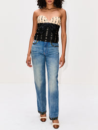 Print Trimmed Jean,VALENTINO GARAVANI,MEDIUM BLUE DENIM,Image 2