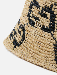 GG Straw Bucket Hat,GUCCI,NATURAL/BLACK,Image 2