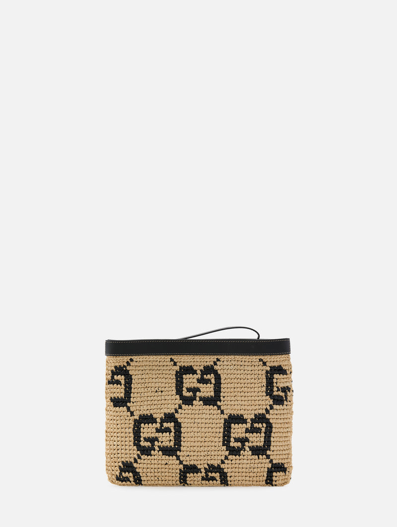 GG Raffia Pouch