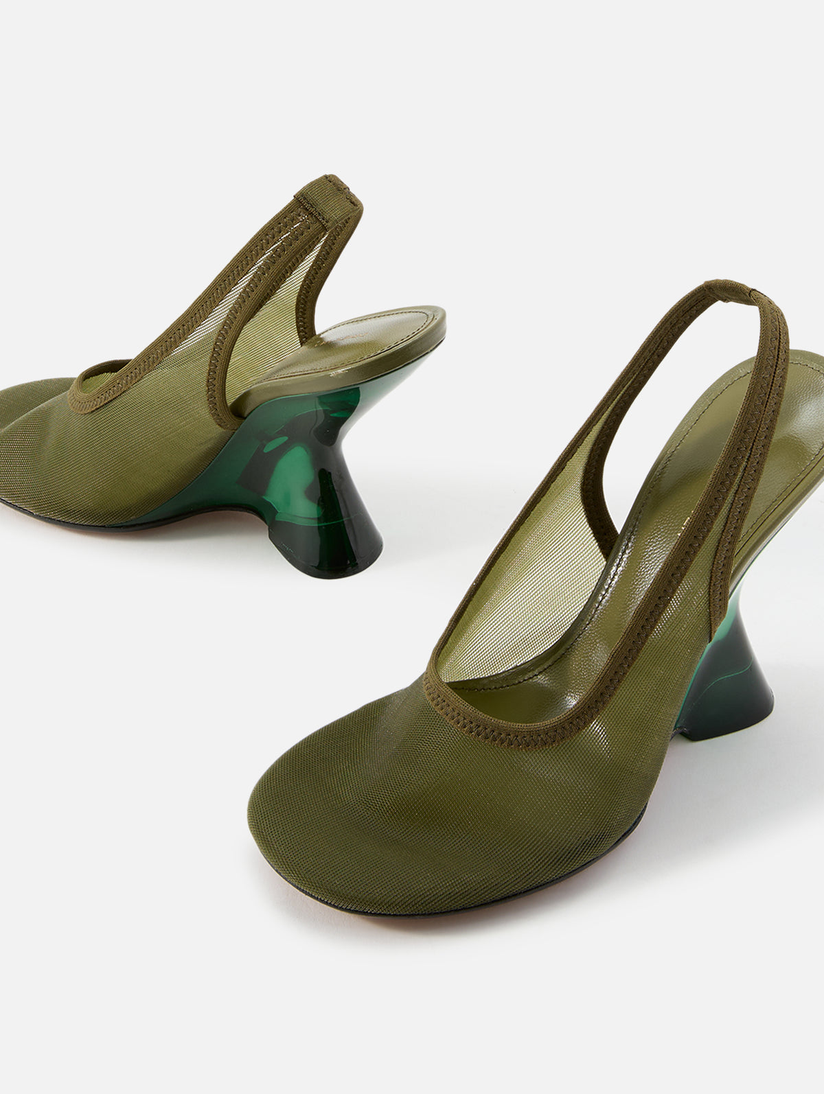 Mesh and PVC Sling Back Wedge,DRIES VAN NOTEN,KHAKI,Image 2