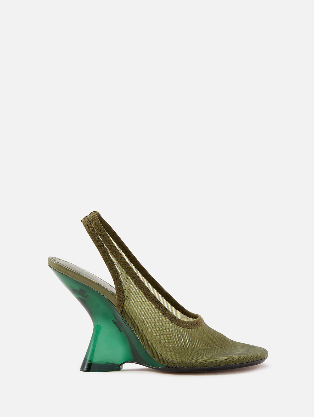 Mesh and PVC Sling Back Wedge,DRIES VAN NOTEN,KHAKI,Image 1