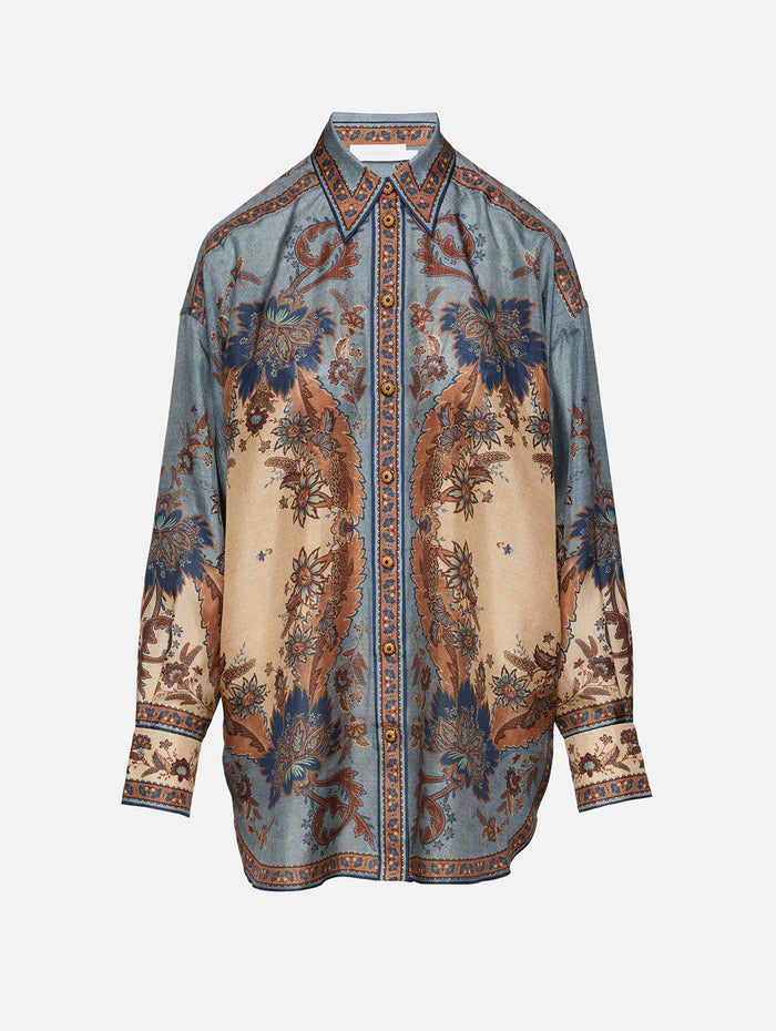 Ascension Shirt,ZIMMERMANN,BLUE/CREAM/INDIENNE FLORAL,Image 1