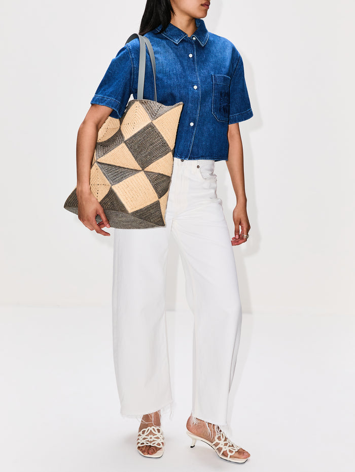 Diamond Puzzle Tote,LOEWE,NATURAL/GREY,Image 1