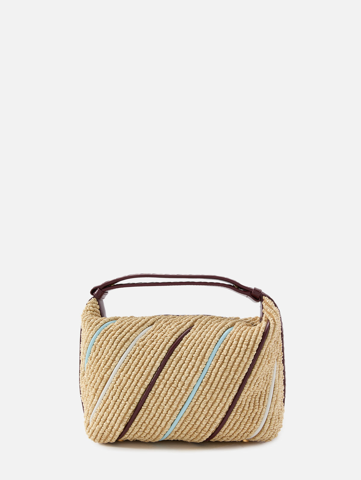 Wallace Striped Raffia Torchon Bag,BOTTEGA VENETA,NATURAL/BAROLO/ZENITH/WHITE,Image 3