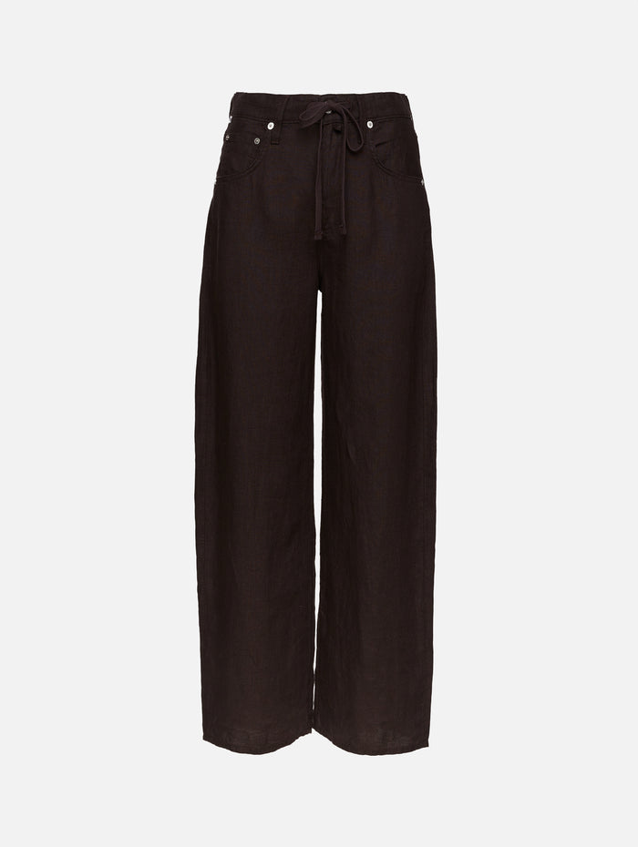 Brynn Drawstring Linen Trouser,CITIZENS OF HUMANITY,CHOCOLATE,Image 1
